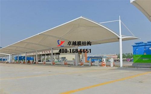 ?？h膜結構充電站樁停車棚/雨棚【浚縣漢生食品有限責任公司等】工程設計施工案例